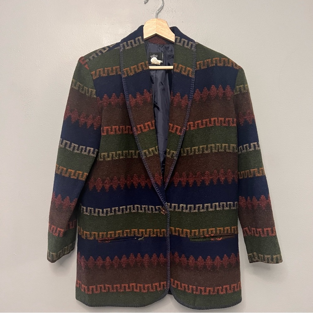 VTG First Option Women’s Blazer Tapestry Southwestern Aztec Print Size Medium